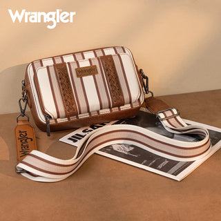 Wrangler Stripe Printed Crossbody Purse With Wallet Compartment