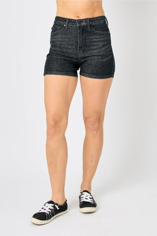 Judy Blue Tummy Control Black Wash Shorts