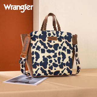 Wrangler Cow Print Concealed Carry Tote & Wallet Set –Brown