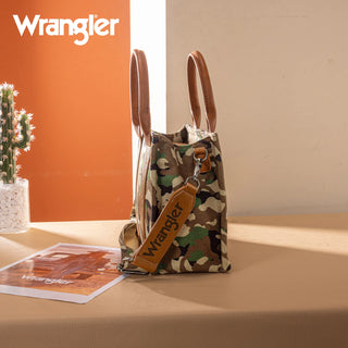 Wrangler Camo Print Tote/Crossbody & Dual Pouch Wristlet Set – Green