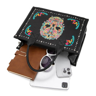 Montana West Embroidered Sugar Skull Tote/Crossbody Wallet Set