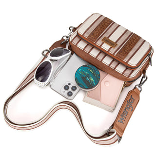 Wrangler Stripe Printed Crossbody Purse With Wallet Compartment