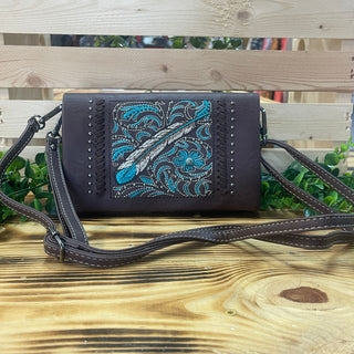 American Bling Turquoise Feather Clutch