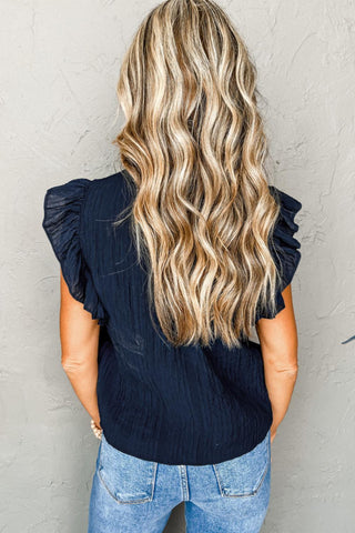 Back of the Blue Boho Belle Crinkle Top