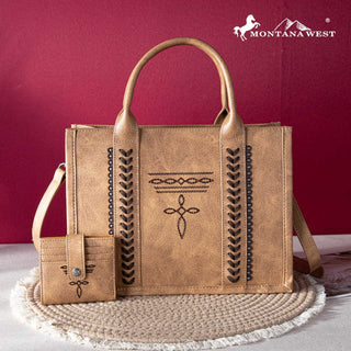 Whipstitch Concealed Carry Tote With Matching Bi-Fold Wallet