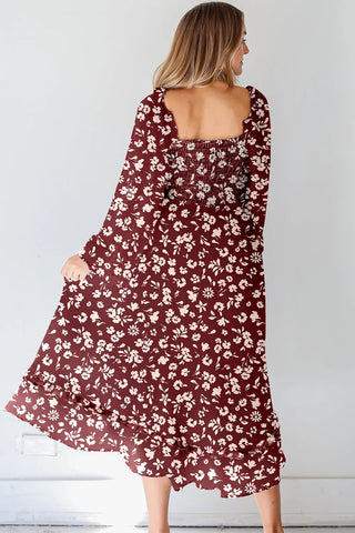 Burgundy Blooms Maxi Dress