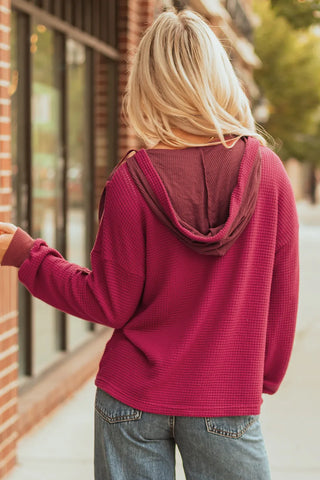 Burgundy Creek Waffle Hoodie