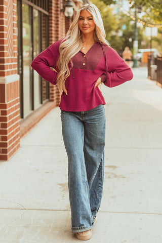 Burgundy Creek Waffle Hoodie