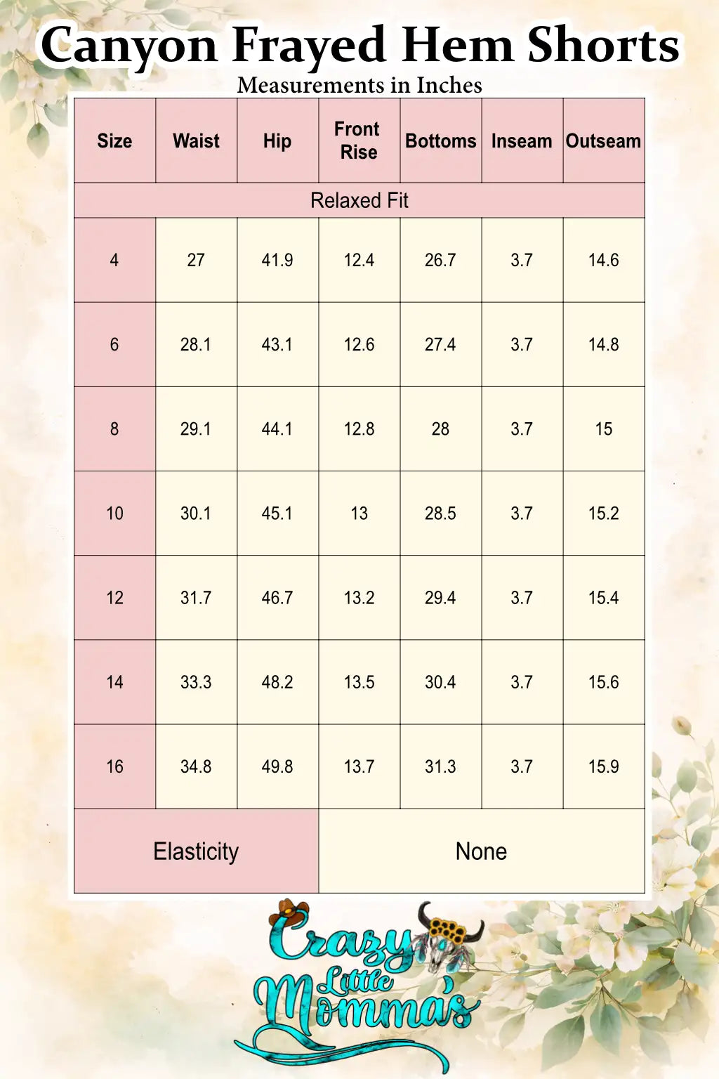 Size chart