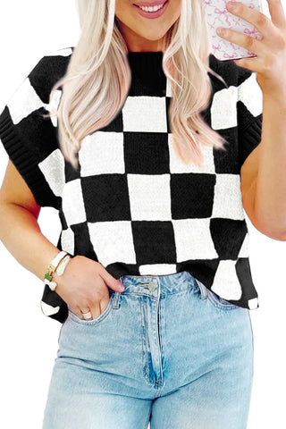 Checkered Outlaw Knit Top
