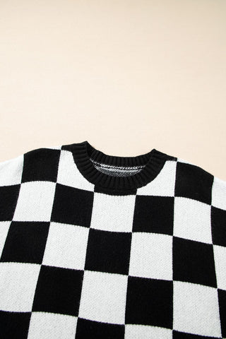 Checkered Outlaw Knit Top