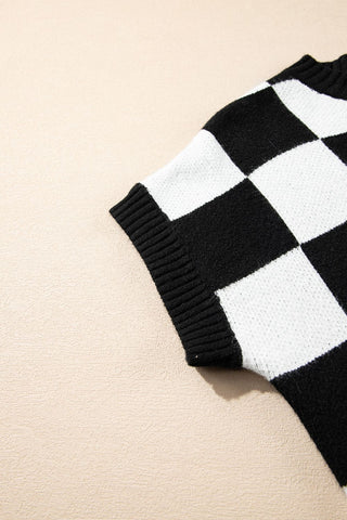 Checkered Outlaw Knit Top