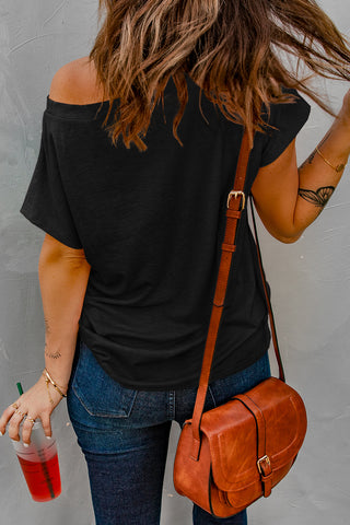 Back-view of a women wearing Comfy Cowgirl Pocket Tee