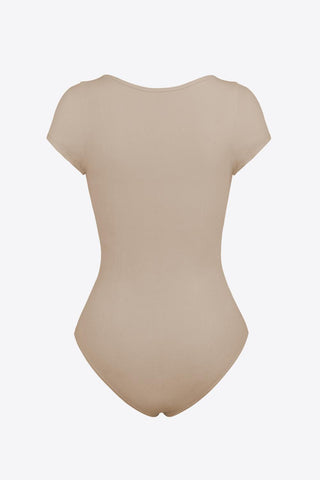 Back of Khaki Cowgirl Core Essential Bodysuit on white background