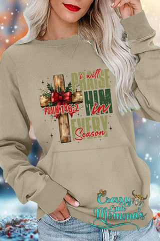 Praise Him Cross Pocket Sweatshirt
