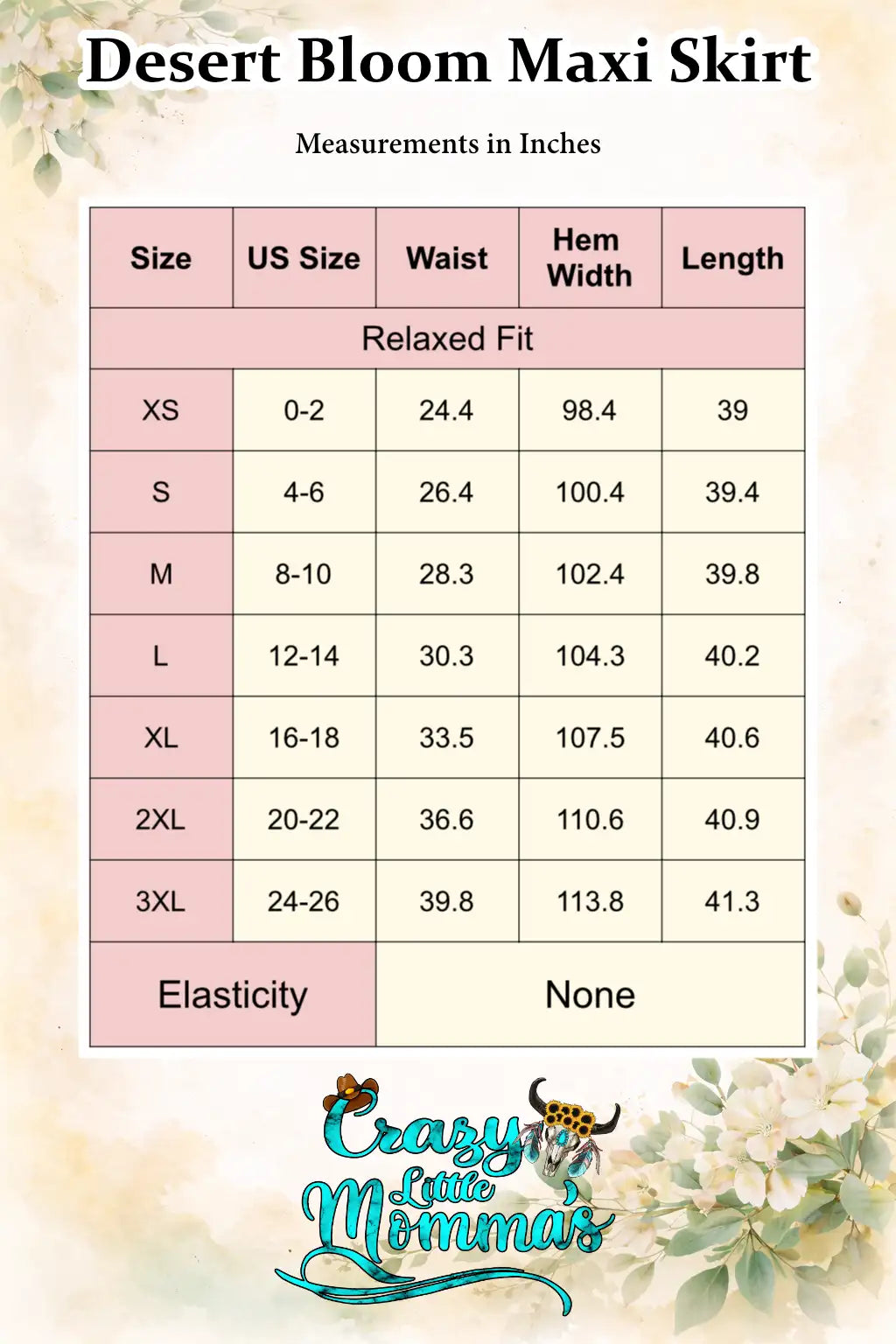 Size chart