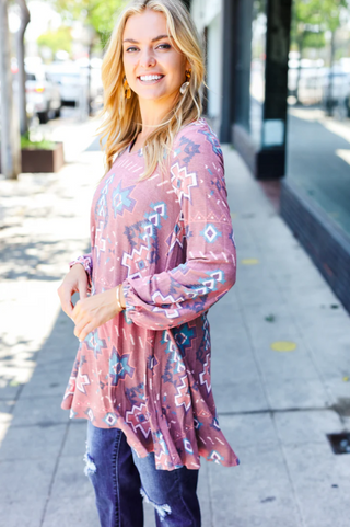 A side-view of the Desert Winds Tribal Tunic