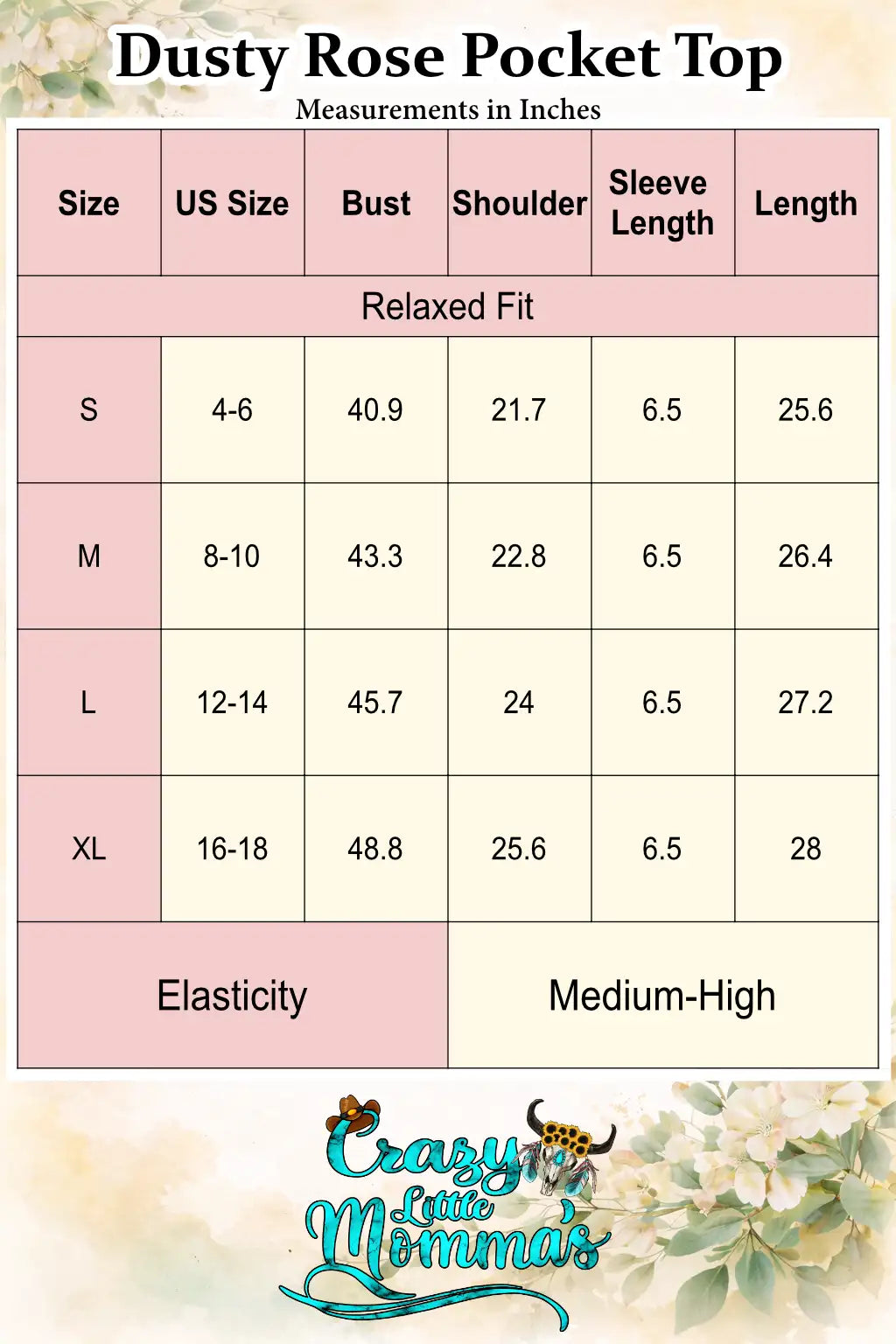 Size chart