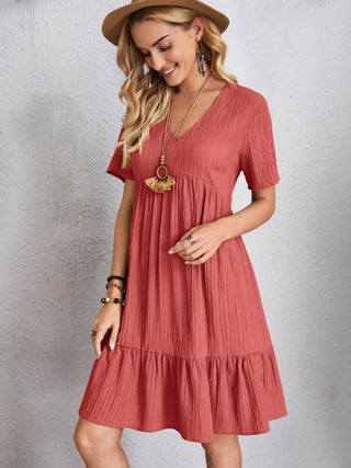 Side-view of the Dusty Rose Ranch Dress