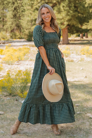 Evergreen Plaid Maxi Dress