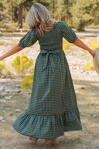 Evergreen Plaid Maxi Dress