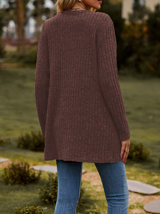 Back of the Brown Homestead Ribbed Cardigan