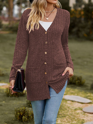 Buttoned up Brown Homestead Ribbed Cardigan