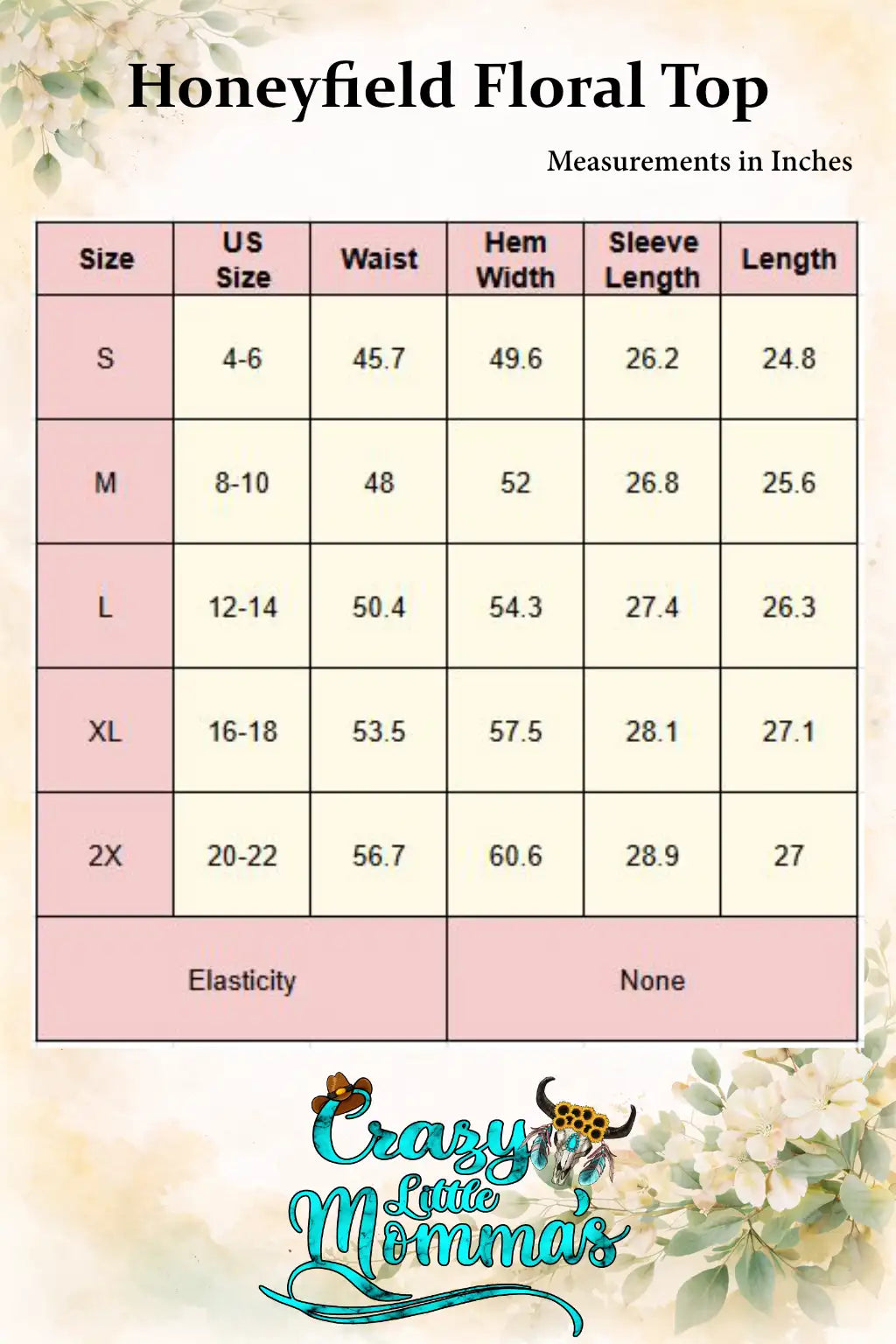 Size chart
