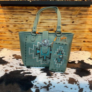 Desert Sage Aztec Tote and Wallet Set
