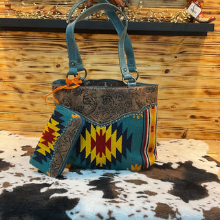 Turquoise Mesa Trail Tote – Western Aztec Handbag