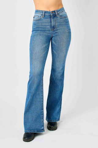 Judy Blue High Rise Medium Wash Flare Jeans Front