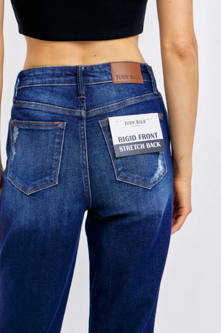 Back of Judy Blue High Waist Rigid Magic Straight Fit Dark Wash Jeans