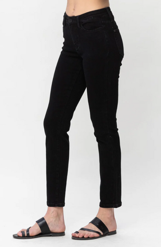 Judy Blue Mid Rise Black Skinny Fit Jeans Side