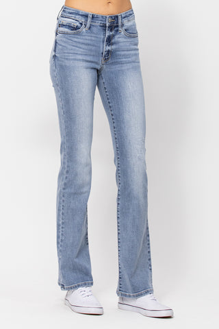 Front of the Judy Blue Mid Rise Light Wash Bootcut Country Jeans