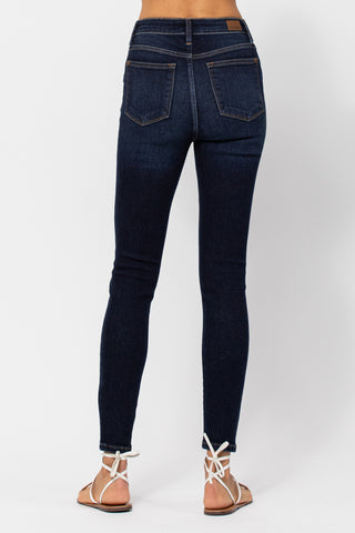 Judy Blue Mid Rise Skinny Fit Dark Wash Jeans Back