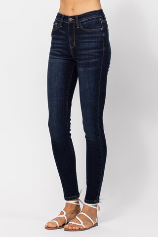 Judy Blue Mid Rise Skinny Fit Dark Wash Jeans Side