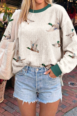 Lucky Duck Print Sweater