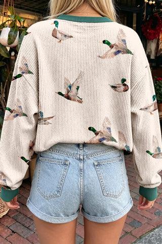 Lucky Duck Print Sweater