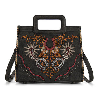 Montana West Black Western Embroidered Crossbody and Wallet Set