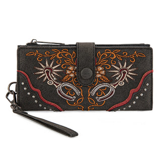 Montana West Black Western Embroidered Tote and Wallet Set