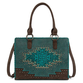 Montana West Tooled Aztec Turquoise Crossbody and Wallet Set