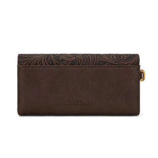 Montana West Coffee Western Tooled Floral Satchel and Wallet Set