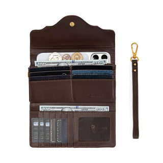 Montana West Coffee Western Tooled Floral Satchel and Wallet Set