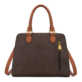 Montana West Coffee Western Tooled Floral Satchel and Wallet Set