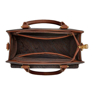 Montana West Coffee Western Tooled Floral Satchel and Wallet Set