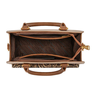Montana West Brown Western Tooled Floral Satchel and Wallet Set
