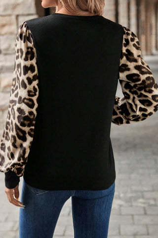Midnight Leopard Sleeve Top