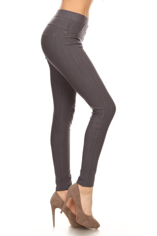 A side-view of Midnight Ranch Charcoal Jeggings.