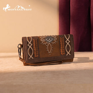 Montana West Cut-Out Embroidered Concealed Carry Tote and Wallet Set