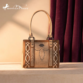 Montana West Cut-Out Embroidered Concealed Carry Tote and Wallet Set